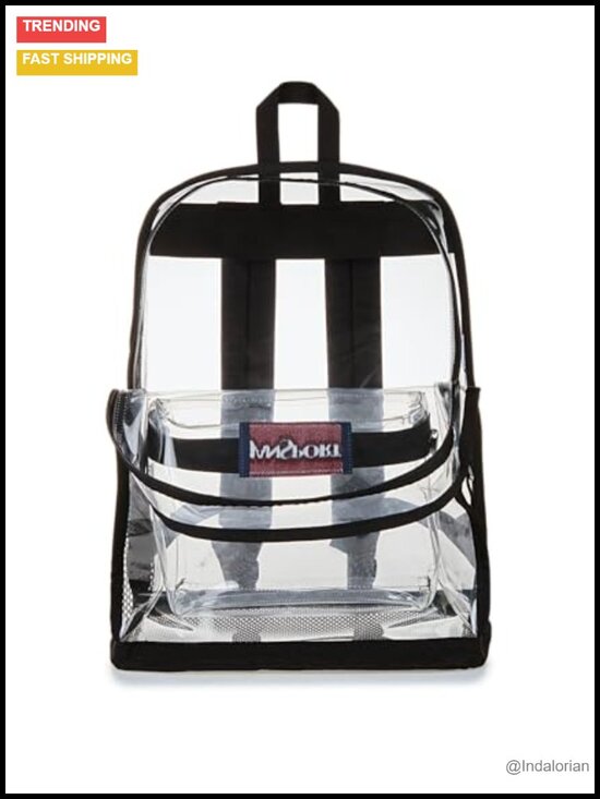 Clear Backpack, 25.5L, Large Main Compartment, Water Bottle Pocket, Front Zip main image 5
